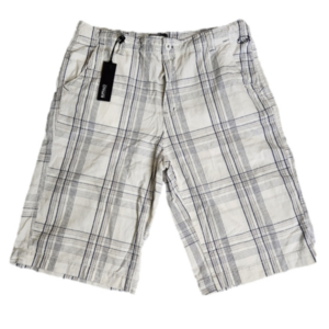 Men's Shorts 100% Cotton Pockets Plaid White Blue color BUFFALO NWT